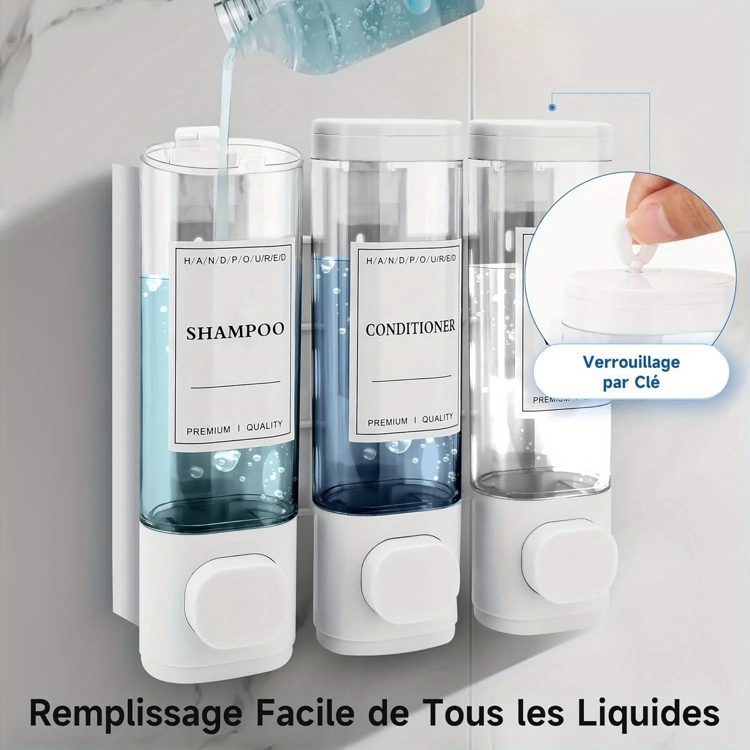 Wall-Mounted 3-in-1 Soap & Shampoo Dispenser 2