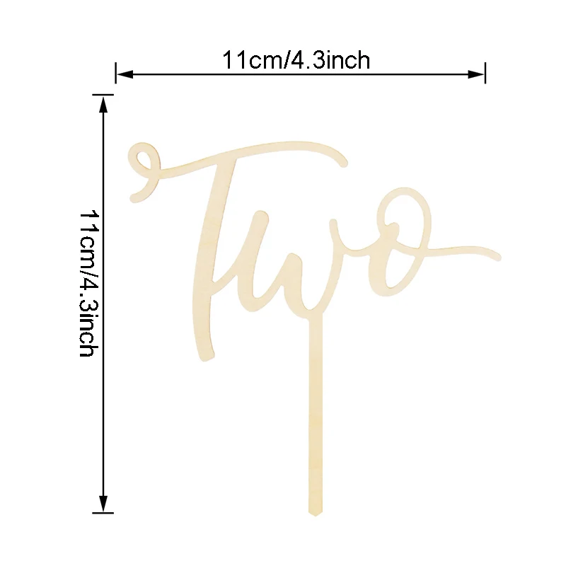 1pc Holz Kuchen Topper Geburtstag Kuchen Dekoration Zwei/I M Zwei NIEDLICH/zwei Wild/Ballon form Brief Holz Kuchen Einsatz Party Liefert – Detail 4