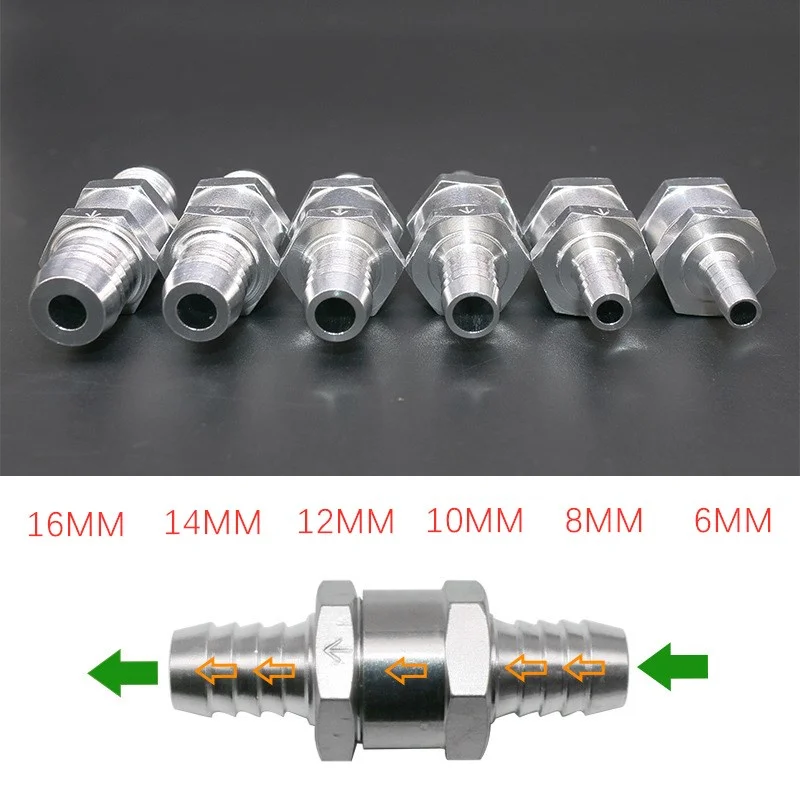 Check Valve Check Valve Aluminum Alloy Fuel One Way For Cars and Ships Suitable for Carburetor 6/8/10/12/14/16MM