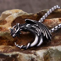 Small Size Vintage Dragon Necklace Stainless Steel Fashion Animal Pendants For Men Unique Amulet Jewelry Gifts Dropshipping 1