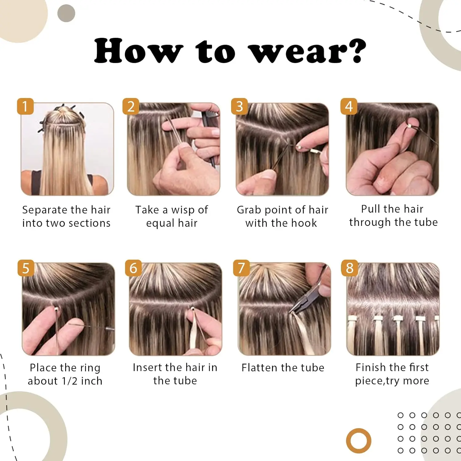 Micro Loop Human Hair Extensions Micro Ring Fish Line Link Hair Extensions Cold Fusion Remy For Women #1B Color 16-26 Inch