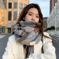 Scarf female winter Korean version of everything with British classic checker thickened students autumn winter male neck warm lo 3