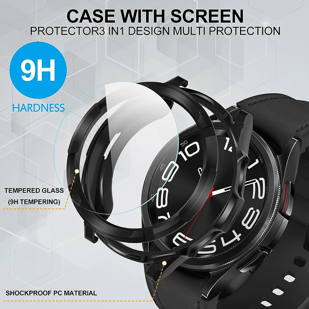 حافظة + زجاج لساعة سامسونج جالاكسي 6 كلاسيك 43 ملم...