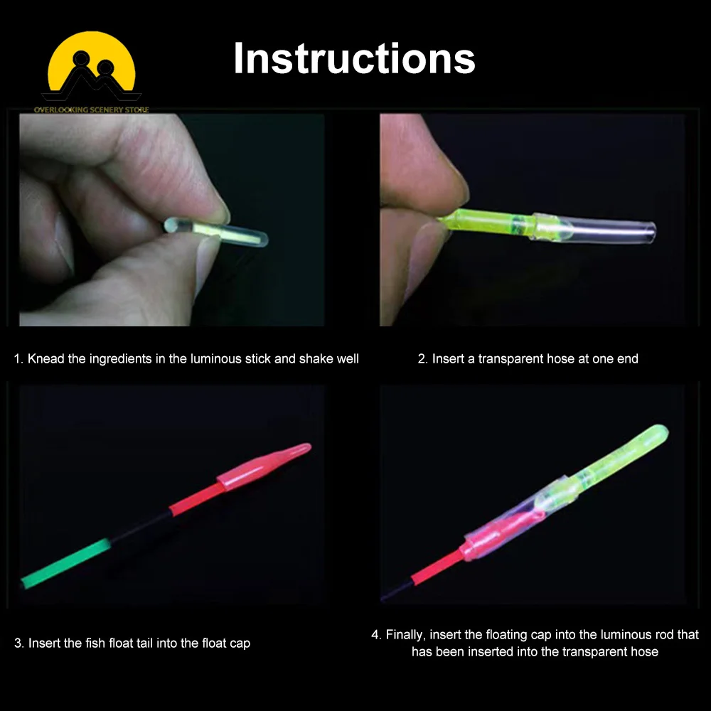 50Pcs 2.2mm 3mm 4.5mm Night Fishing Float Rod Lights Dark Glow Stick Fishing Fluorescent Lightstick Luminous Float