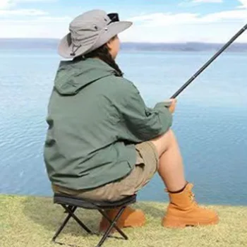 Outdoor Portable Folding Chair Picnic Camping Seat No-Back Travel Light Weight Stool Compact Picnic Table Carbon Steel Material