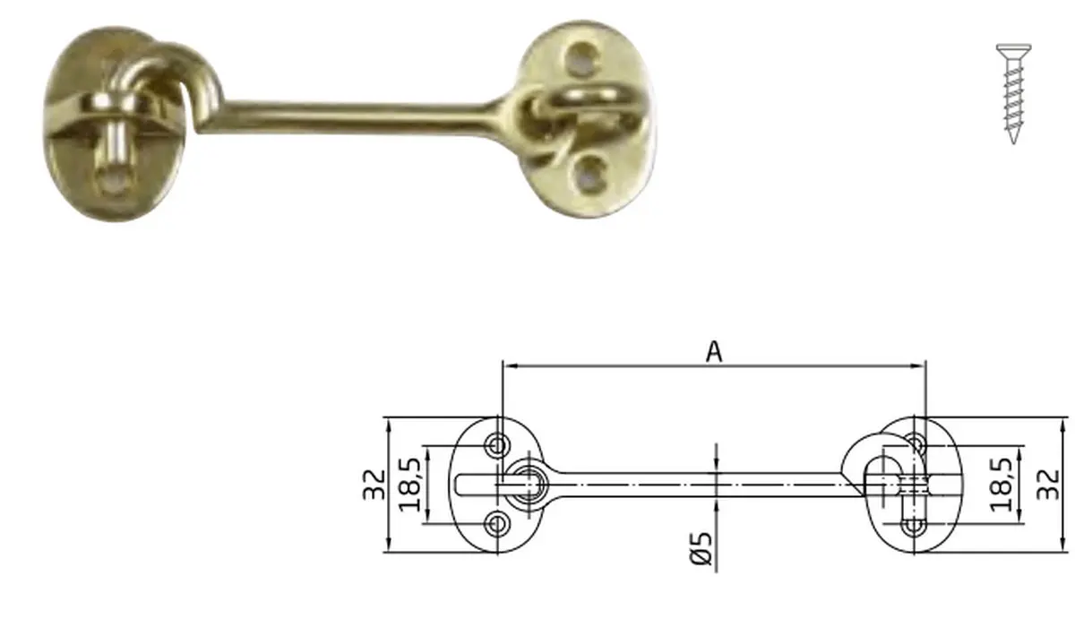 Solid Brass Copper Cabin Hook Latch & Eye Window Lid Closer 3"/4"/5" Aldabilla De Lat&oacute;n