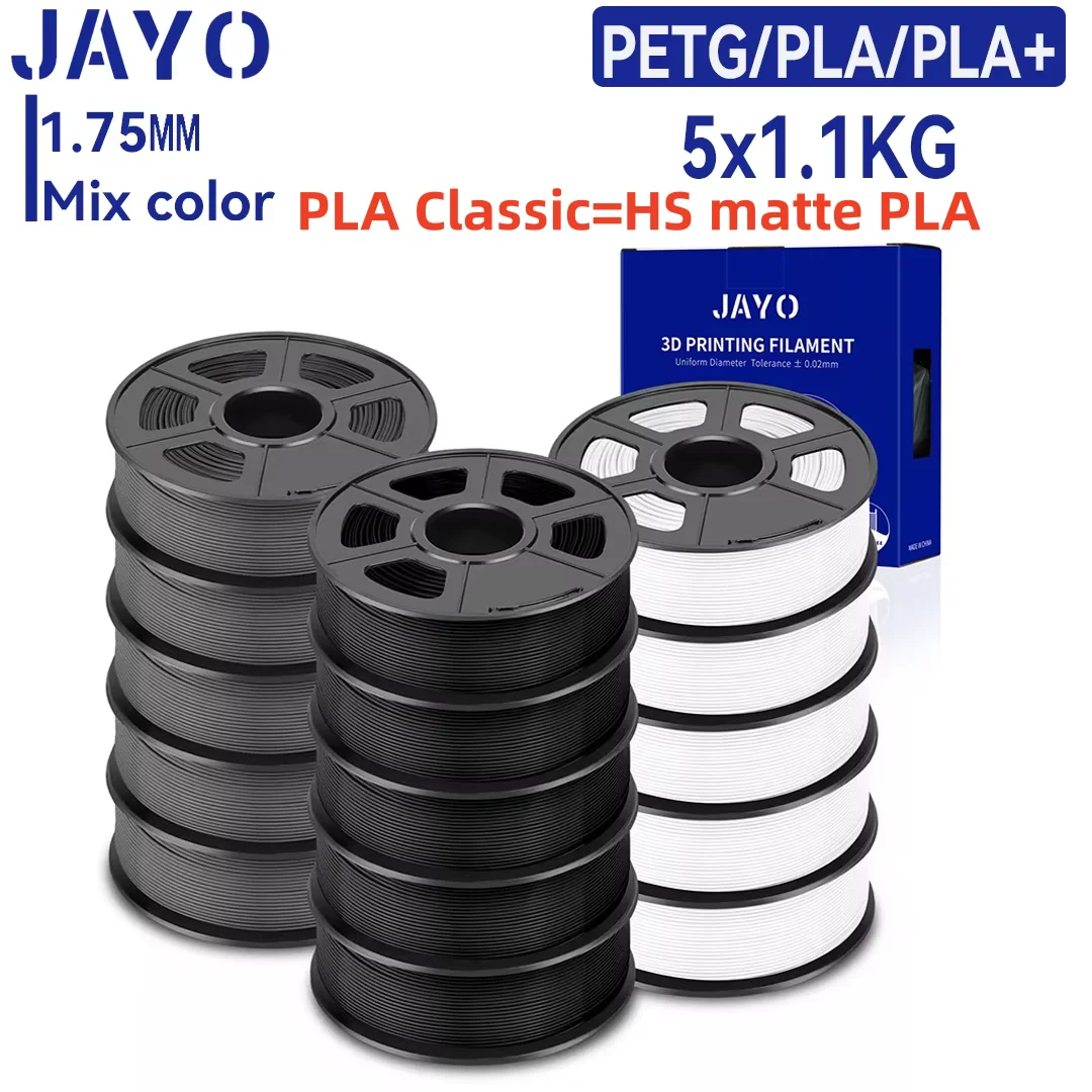 JAYO 3D PETG/PLA/PLA PLUS Printer Filament 1.75mm 5.5KG 100% No Bubble non-toxic 3D Printing Materials for 3D Printer&3D Pen