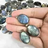 Top Quality Labradorite Pendant, Copper Plated White Gold Blue Fire Labradorite Charms, Teardrop Labradorite Jewelry 1