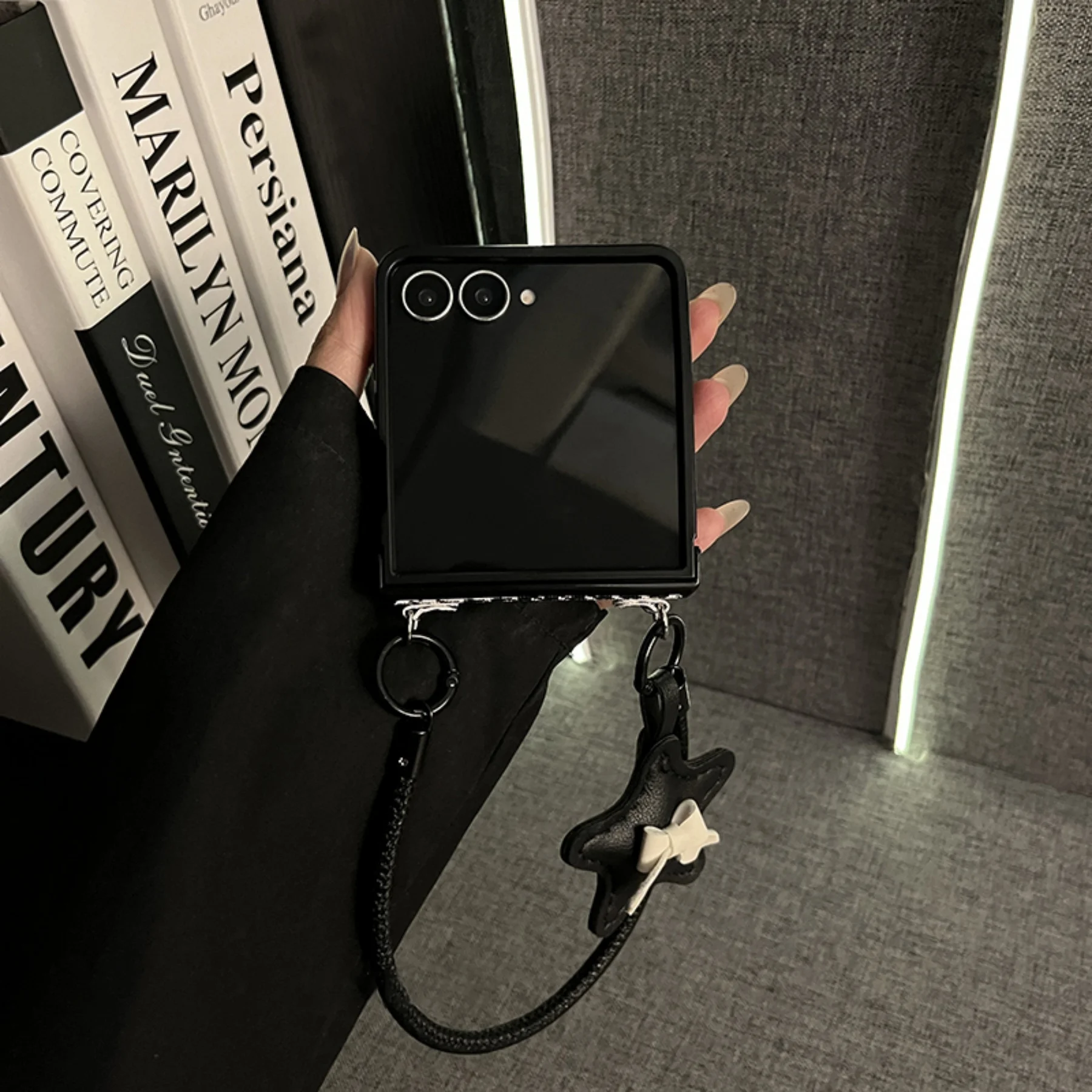 Luxury Houndstooth Bow Star Rope Portable Phone Case