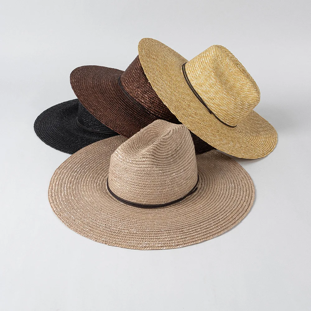 Cappelli di paglia Panama intrecciati a mano per le donne cappello da sole estivo da spiaggia cappello Fedora a tesa larga UPF50 + cappello da Safari con foglia di palma a tesa