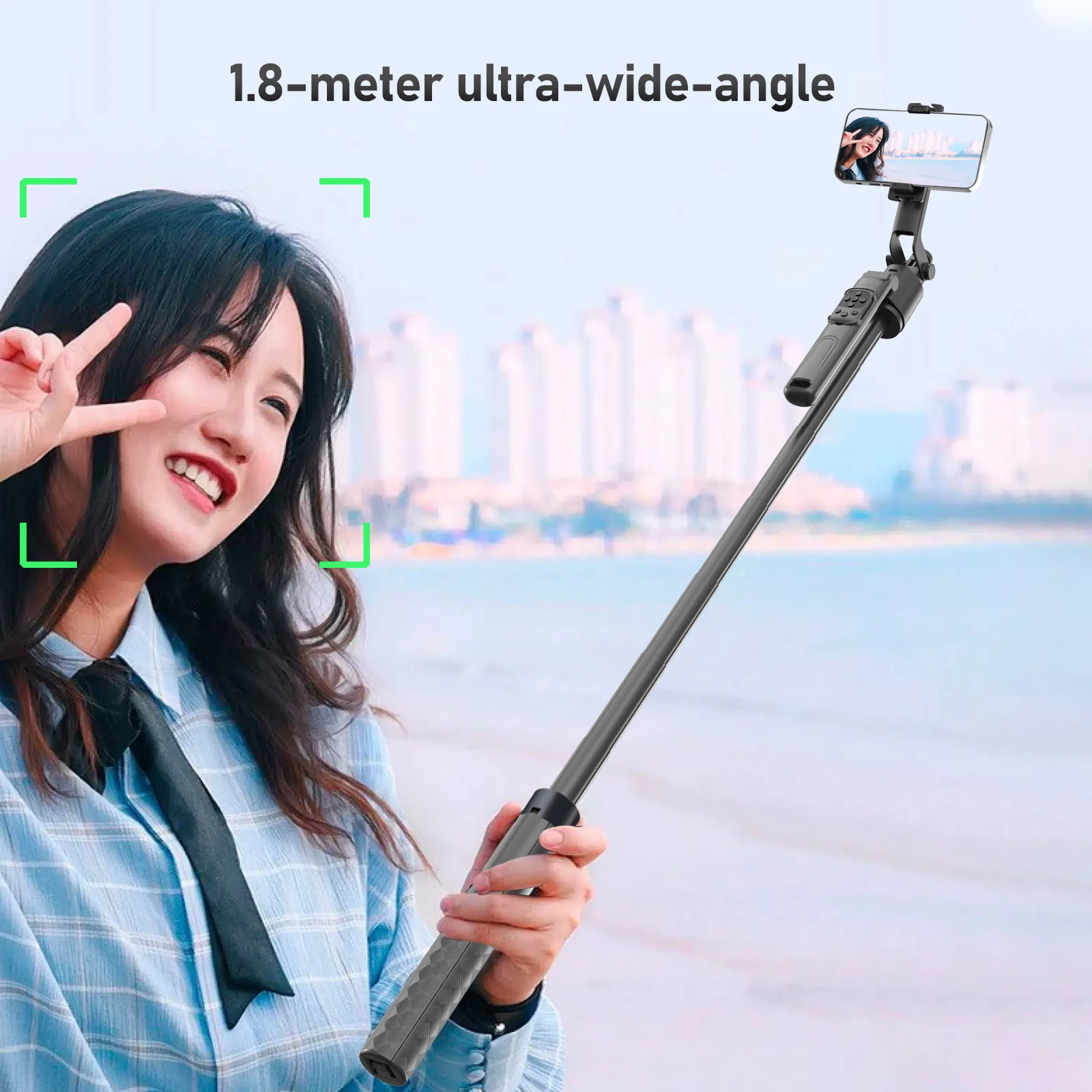 1.8M AI 스마트 셀카봉 삼각대, 자동 얼굴 추적, 제스처 컨트롤, 블루투스 리모컨, 조명, 휴대용 폰 스태빌라이저