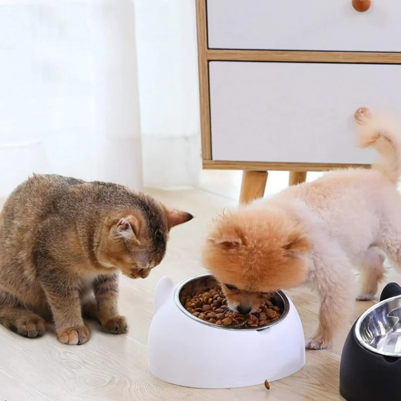 100ML Cat Dog Bowl 15 Degrees Raised Non Slip Puppy Base Food Drinking Water Feeder Tilt Safeguard Neck Pet Accessories pet food bowl