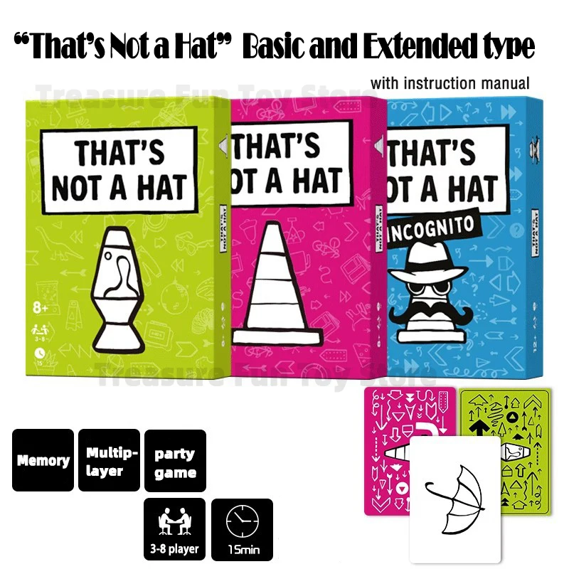 Questo non è un cappello Gioco da tavolo Happy Party Set di giochi con carta base ed estesa per 3-8 giocatori di tutte le età: divertimento Bluffing & Memory