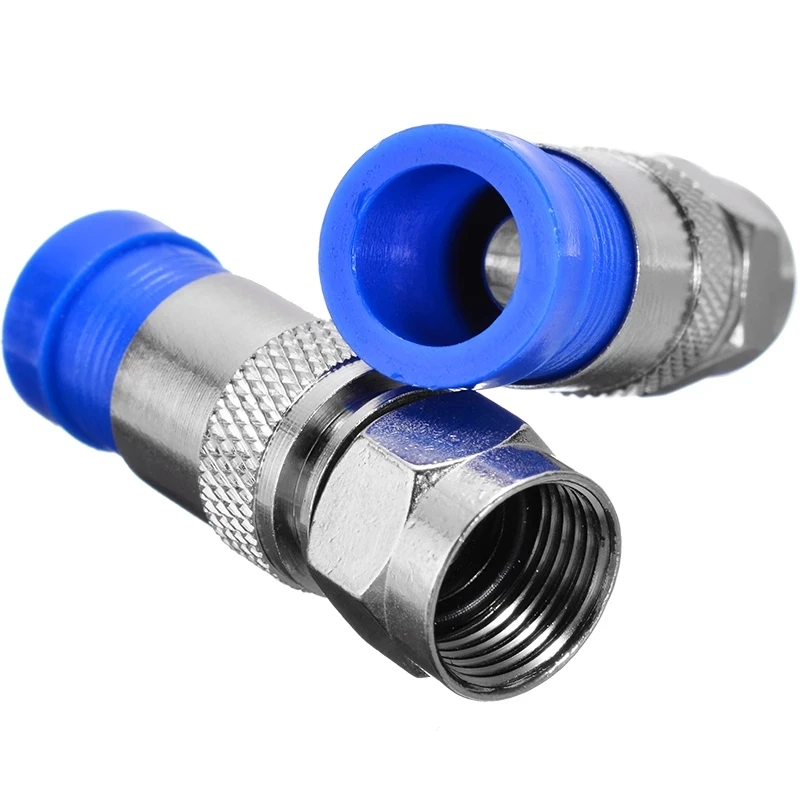 10Pcs RG6 Compression Connectors Waterproof Connection F Compression Connector Coax Cable Coaxial Compression Tool