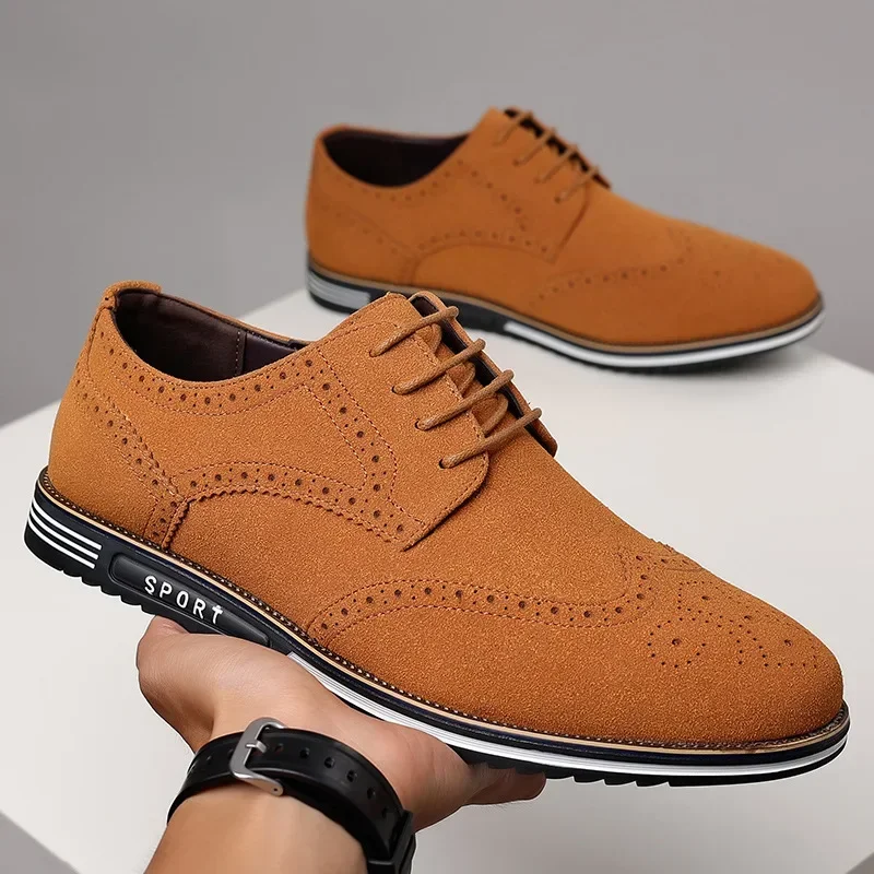 Men Faux Suede Shoe Lace Up Black Oxford Shoe for Men Flat  display picture 1