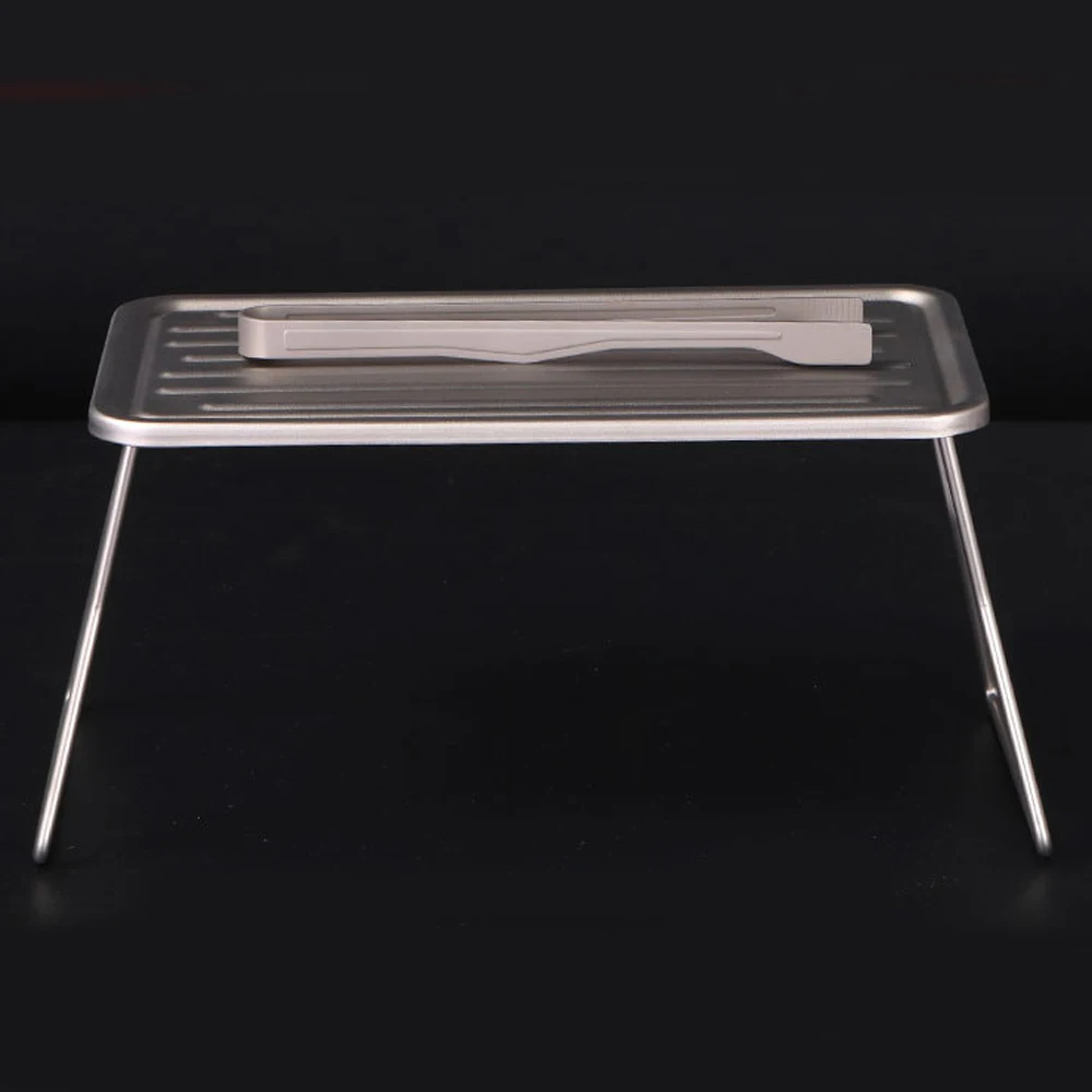 Mini Titanium Alloy Portable Plate Outdoor Folding Camping BBQ Grill Grate Ultralight Mini Table for Hiking Picnic Barbecue 5