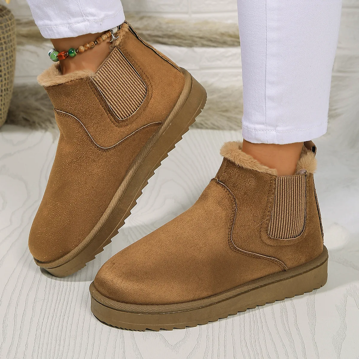 Winter Boots Women New Rubber Thick Sole Ankle Boots for Outdoor Elevated Comfort Warm Walking Cotton Shoes Fashion Snow Boots