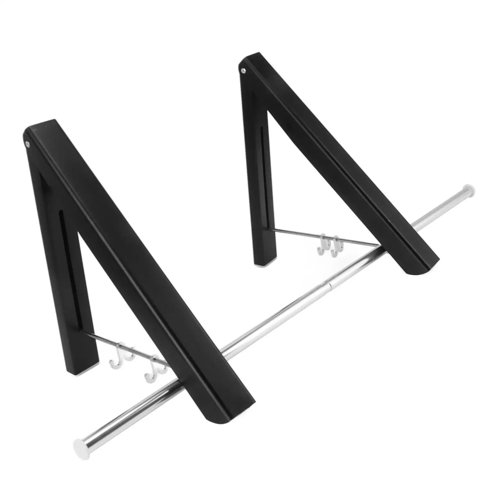 Wall Mount Folding Drying Rack Outdoor Telescoping Multi-Hook and Rods for Balcony Clothesline