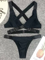 Sexy Adjustable Buckle Bandage Vevlet Bikini 2025 Women Swimsuit Female Bikinis Swimwear Two Pieces Bikini Set Bathing Suit Swim