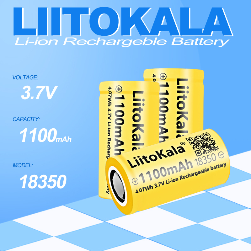 1-90pcs LiitoKala Highest Capacity 18350 1100mah Battery INR18350 3.7V Rechargable Batteries Li-ion Battery For Power Toys