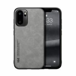 Luxury Leather Ultra Thin Phone Case with Silky Feel and Car Holder Compatibility for OnePlus Ace 6T (Light Gray)