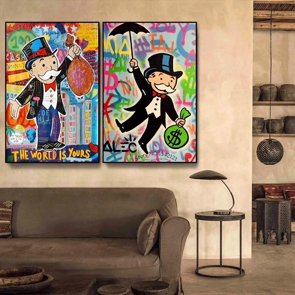 

Gaffiti Artwork Monopoly Poster Self-adhesive Art Poster Retro Kraft Paper Sticker DIY Room Cafe Vintage Decorative Painting