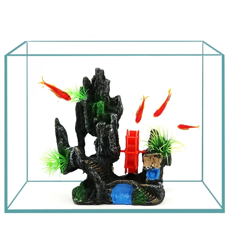 Aquarium Windmill Fish Tank Water Decoration Air Ornament Yard Bubbler Decor  House Accessories Hideout Decoration tank