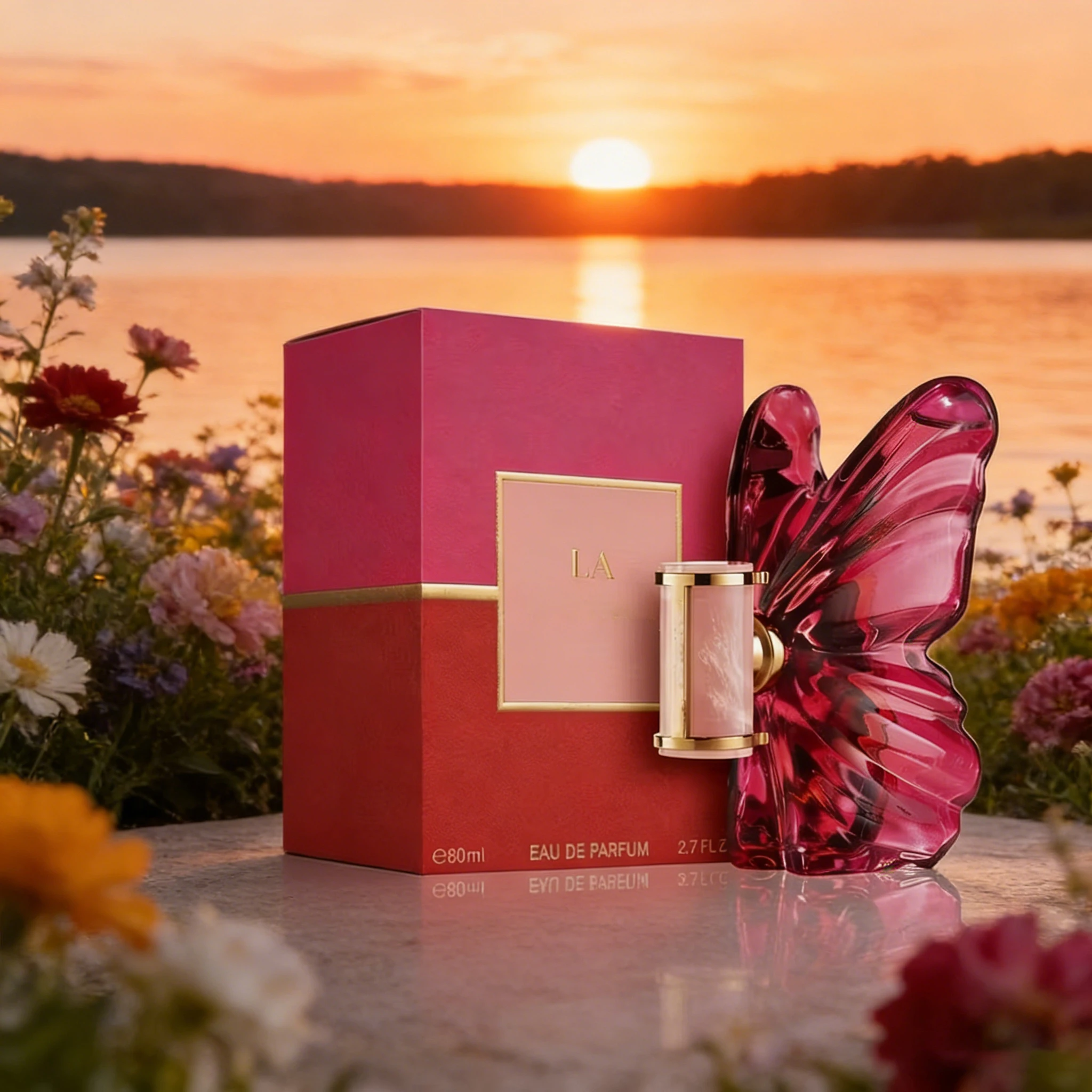 LA Bom. b.A 2.7oz female perfume, fresh flower and fruit fragrance, dragon fruit integration, unique butterfly design 1
