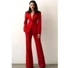 Fashion Notch Lapel One Button Women Suits Two Piece Formal Wedding Party Tuxedo Elegant Daily Casual Office Slim Pants Sets 1