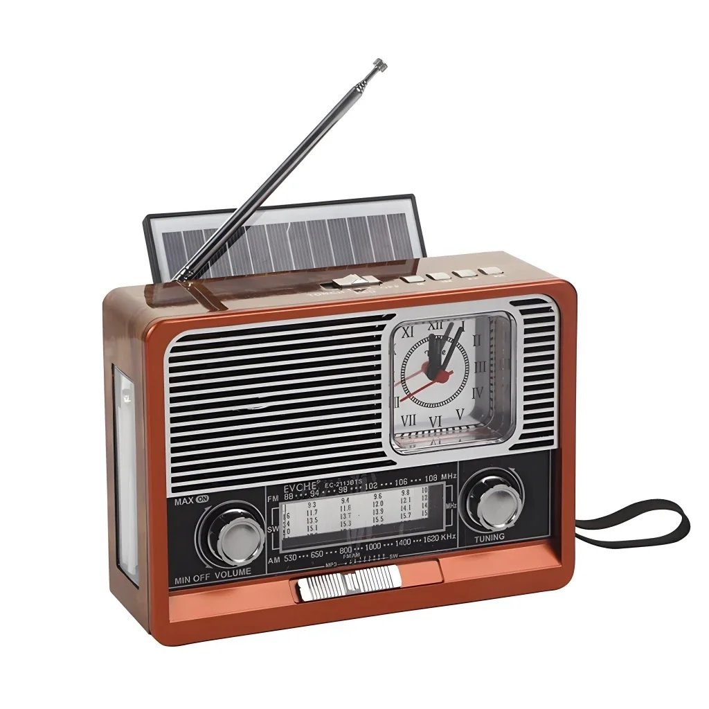 

Portable Emergency Retro Radio FM/AM/SW1-6 Radio Receiver BT Speaker Solar MP3 Music Player with LED Light Support USB/TF Card
