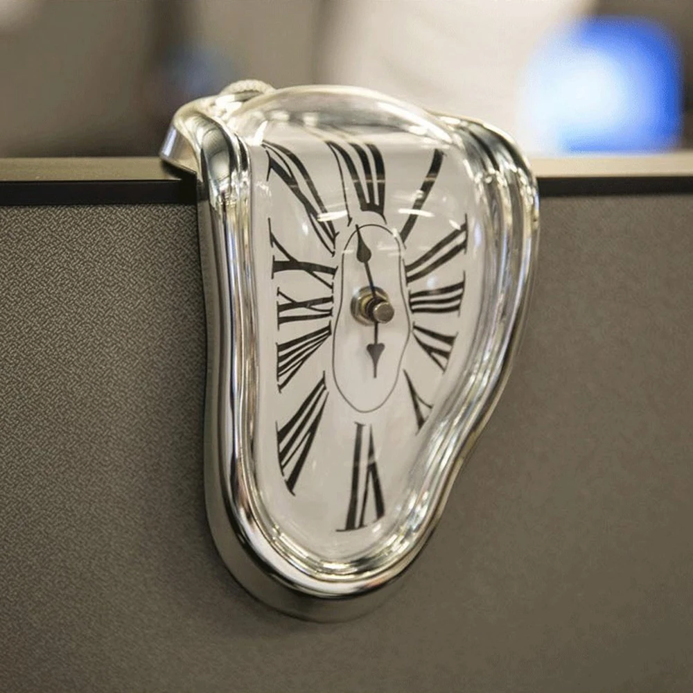 

Creative Twisted Needle Wall Clocks Unique Surreal Melting Clock Surrealist Salvador Dali Style Roman Watch Living Room Decors