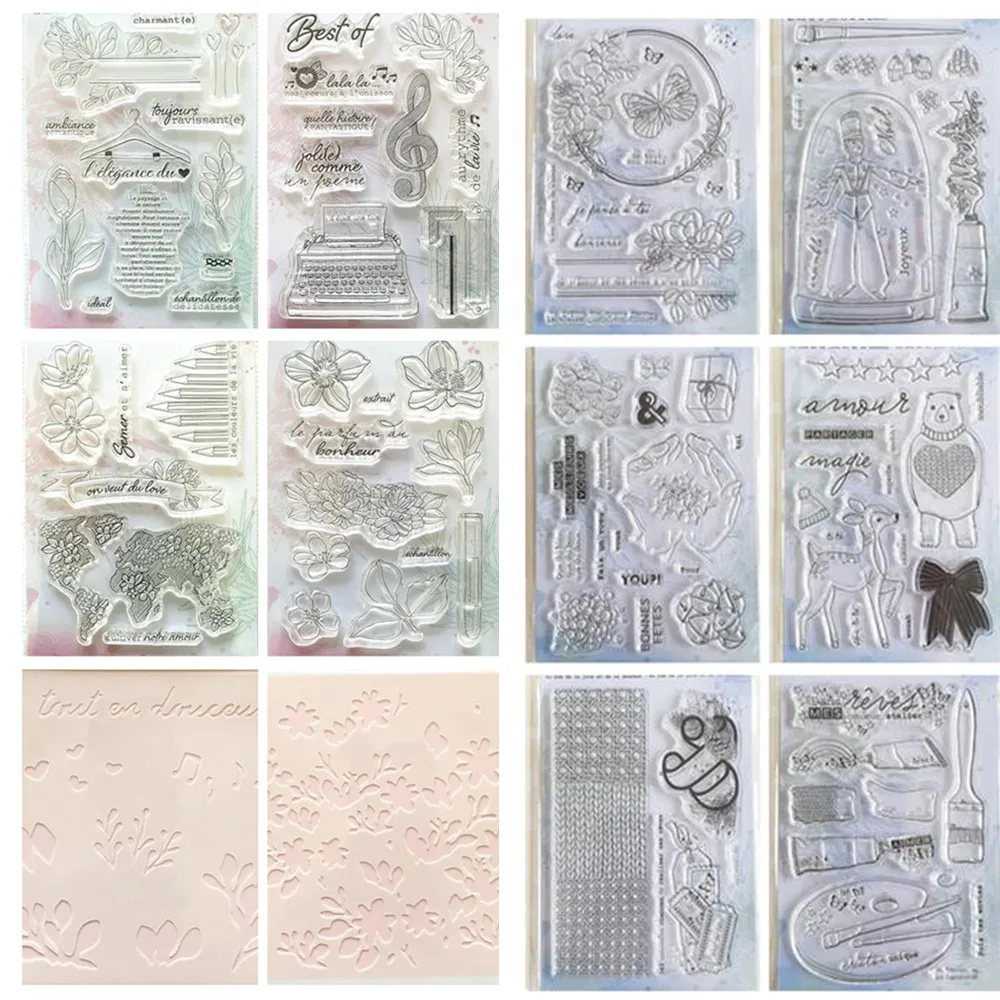 French Clear Stamp Mask Stencil Transparent Seal For DIY Scrapbooking/Card Making A5057 clear stamps clear rubber stamps