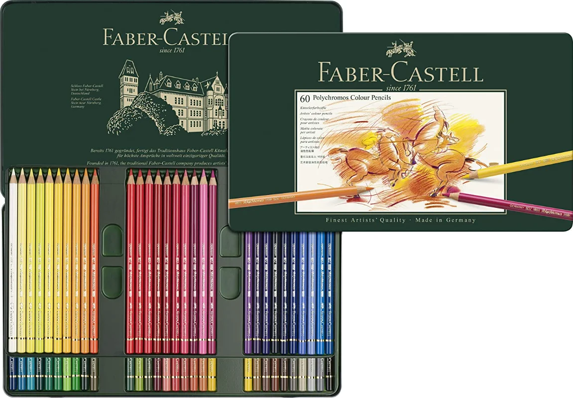 Faber-Set Di Matite Colorate Policromatiche Da 36/60 Pezzi In Metallo Lapices Di Latta Profesionales Art Supplies Pigmenti Lightfast