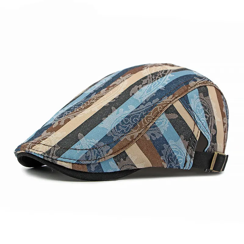 Four Seasons Cotton Print Newsboy Caps Flat Peaked Cap Men and Women Painter Beret Hats 160