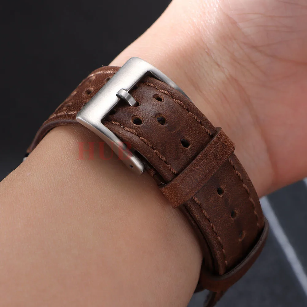 Premium Genuine Cowhide Leather Strap - Soft Breathable Retro Wristband