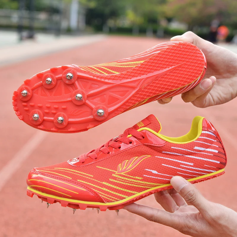 Fashion Men Women Track and Field Nail Shoes Running Training Ultra Light Soft Track and Field Athletes Running Spiked Shoes