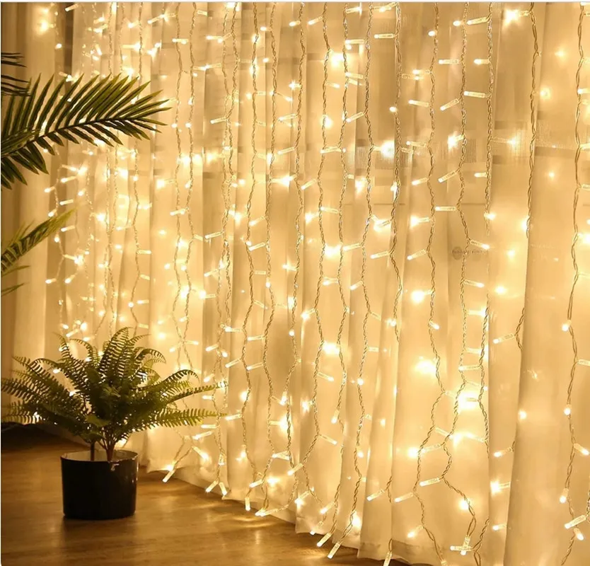 

6M*5M 910LEDS Curtain String Lights Garden Lamps New Year Christmas Icicle LED Lights Xmas Wedding Party Decorations