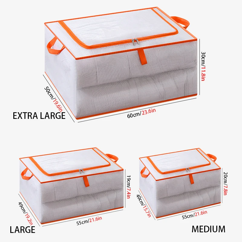 Large Capacity Foldable Bed bottom storagebox transparent waterproof sorting storagebag wardrobe sealed cotton quilt storagebag 5