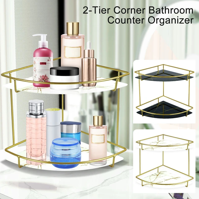 Nature's Source Makeup Organizer For Vanity, 3-tier Corner Bathroom Organizer  Countertop With Makeup Brush Holder, Corner Counter Storage For Bathroom