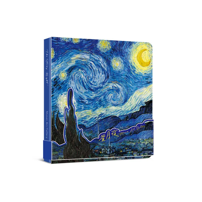 정사각형 노트 Monet Van Gogh의 유명한 그림 빈 내부 저널 일기장 사무실 학교 용품 문구