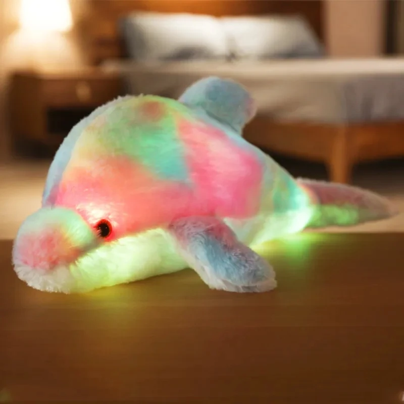 Plush Toy 30CM Creative Toy Luminous Pillow Soft Stuffed Plush Glowing Dolphin Cushion