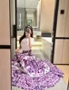 High quality Women's Skirt Poplin Cotton Purple poplin Print Long Skirt Beach Leisure Holiday Party Skirts Luxury 2025 Summer 3