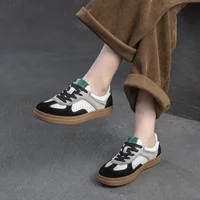 GKTINOO Spring Autumn Suede Sneakers Women Genuine Leather Patchwork Flats Lace-up Round Toe Ladies Training Shoes Handmade 1
