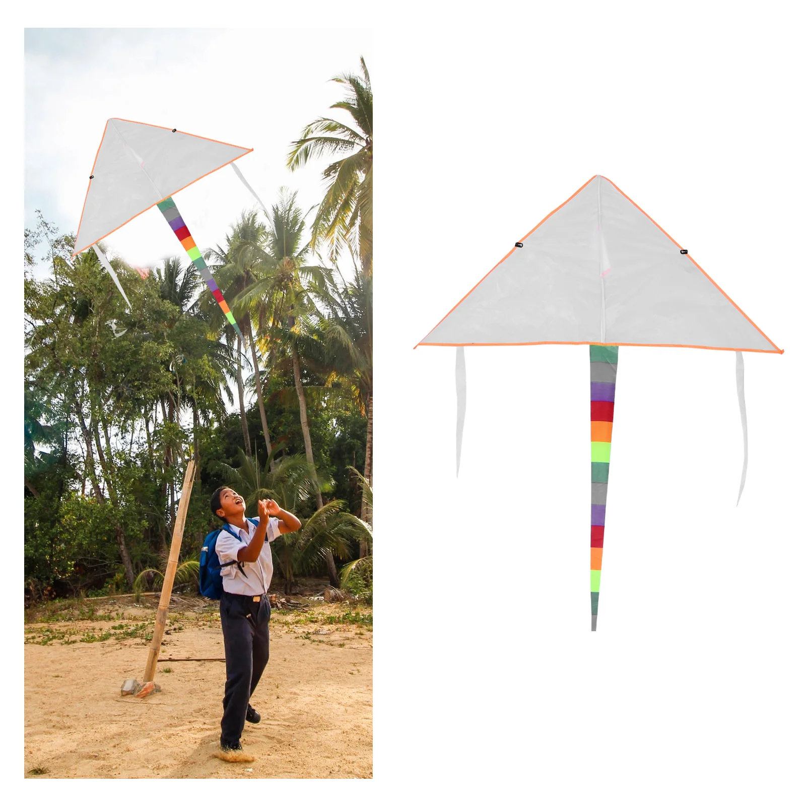 

4 Sets Graffiti Kite White Fabric Making DIY Kites for Kids Beach Toys Blank Painting Children’s Long Tail