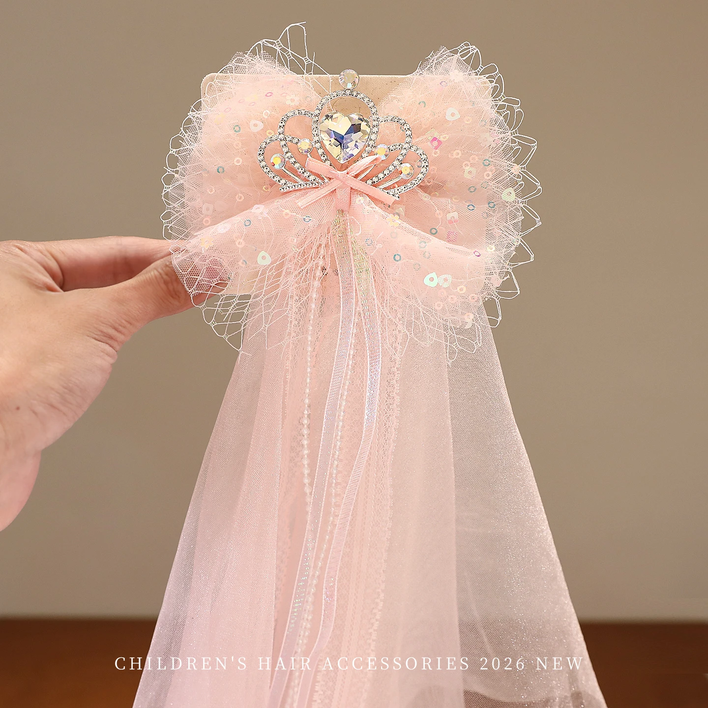 2026 Neue Rosa Blumen-Haarspangen für Mädchen Kirschblüten-Schmetterling Lange Schleife Prinzessinnen-Haaraccessoires für Kleinkinder – Detail 10