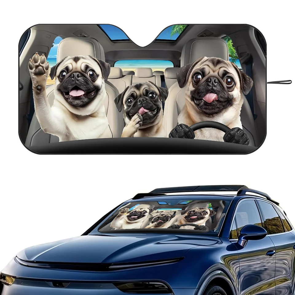 BAGEYOU - Parasol Para Parabrisas Delantero De Coche Con Diseño De Pareja De Perros Pastor Alemán, Protector Solar Reflectante De Rayos Ultravioleta, Mantiene El Vehículo Fresco, 140 X 76 Cm