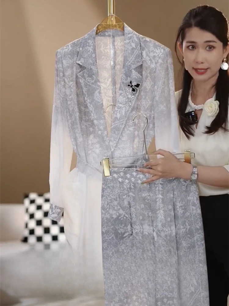 طقم بدلة صيفية رمادي رسمي قطعتين