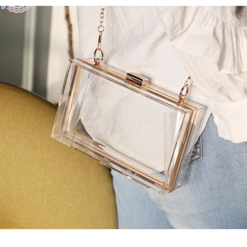 

Mirror acrylic leisure transparent bag 2024 trendy new fashion versatile chain crossbody bag internet famous small square bag