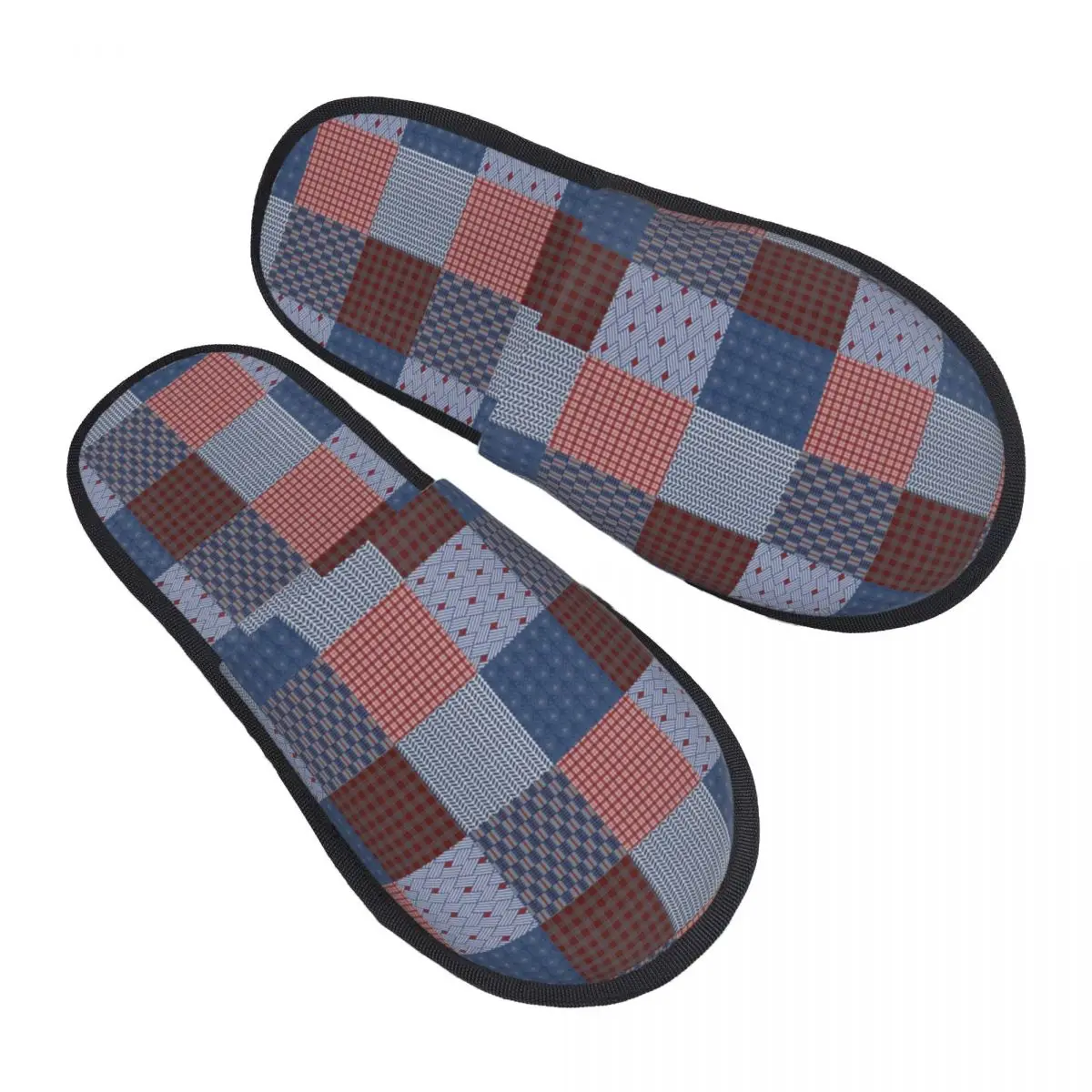 

Custom Plaid Country Quilt Soft Memory Foam House Slippers Women Checkered Farmhouse Buffalo Check Cozy Warm Anti-Skid Slipper