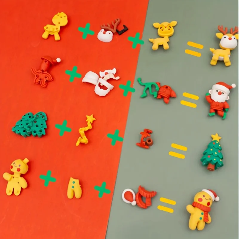 Christmas Assembled Eraser Cute Good-looking Christmas Decoration Decoration Primary School Student Cartoon Eraser